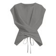 thumbnail image 4 of SHTXOZHI Womens Ruched Front T-Shirts Short Sleeve Crew Neck Drawstring Back Tops Casual Dressy Basic Blouses, 4 of 9