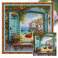 thumbnail image 1 of Hilo Algodón Ecológico Bordado Punto Cruz Con Paisaje Ventana Impresión 11CT 50x50cm, 1 of 9