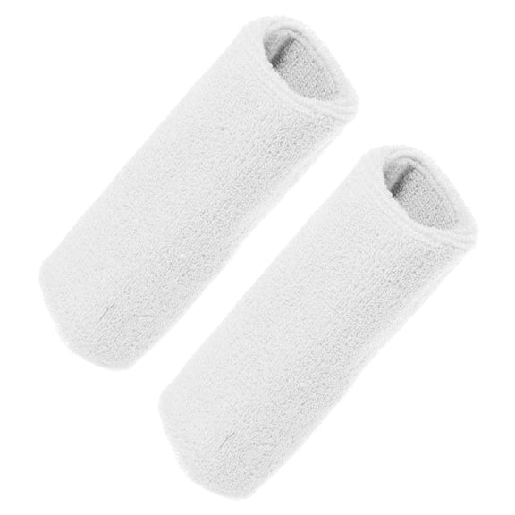 Vocoste 1 Pair Sweat Absorbing Wrist Sweatbands Athletic Cotton Yarn Latex White 8x15cm