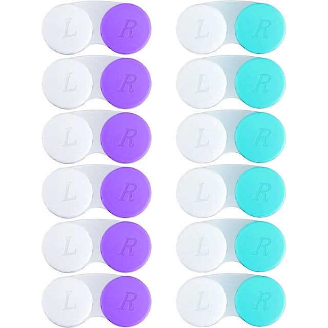 Estuche para lentes de contacto de 12 piezas, caja para lentes de contacto, contenedor para soporte de ojos izquierdo/derecho, mini kit de almacenamiento en remojo para lentes de contacto al