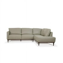 Leather L Shaped Sofa & Chaise Sectional, Green - 2 Piece