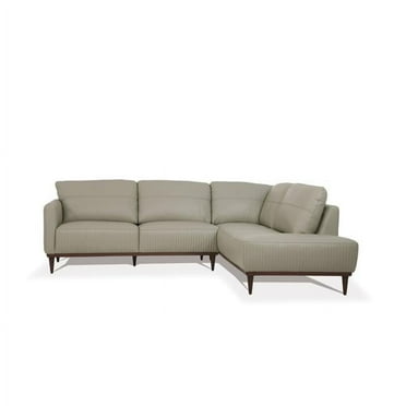 Leather L Shaped Sofa & Chaise Sectional, Green - 2 Piece