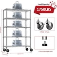 thumbnail image 4 of M MZG Unidad de Estantería de Almacenamiento de 5 Niveles con Ruedas, Organizador de Rejilla de Alambre de Acero Ajustable y Resistente (Cromo, 17.7" D x 47.2" W x 76.7" H, Capacidad de 1750 lbs) par, 4 of 8