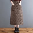 thumbnail image 4 of KHONTS Women's Elastic Waist Quilted Skirt Winter Warm Padded Quilted Midi Long Puffer Insulated Skirt with Pockets Coffee M, 4 of 6