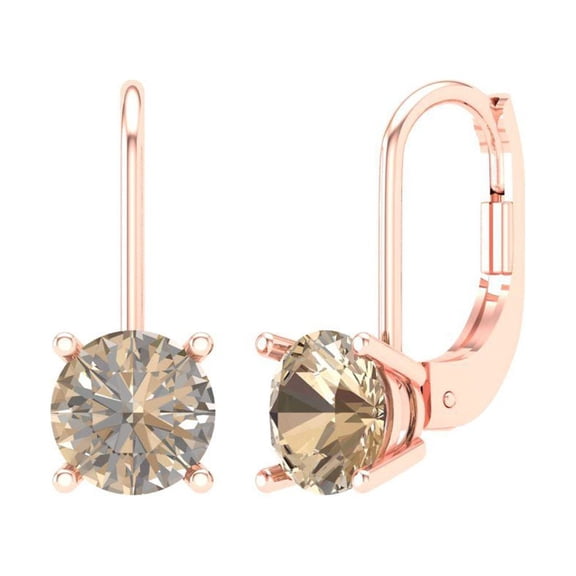Clara Pucci 2Ct Synthetic Yellow Moissanite Round Cut VVS1 Lever Back Drop Dangle 18k Solid hypoallergenic Gold Designer Earrings For April