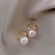 thumbnail image 4 of Pendientes de perlas para mujer, pendientes colgantes de oro blanco y plata, pendientes de perlas con circonita cúbica, grandes, 14 mm Rojo Verde, 4 of 5