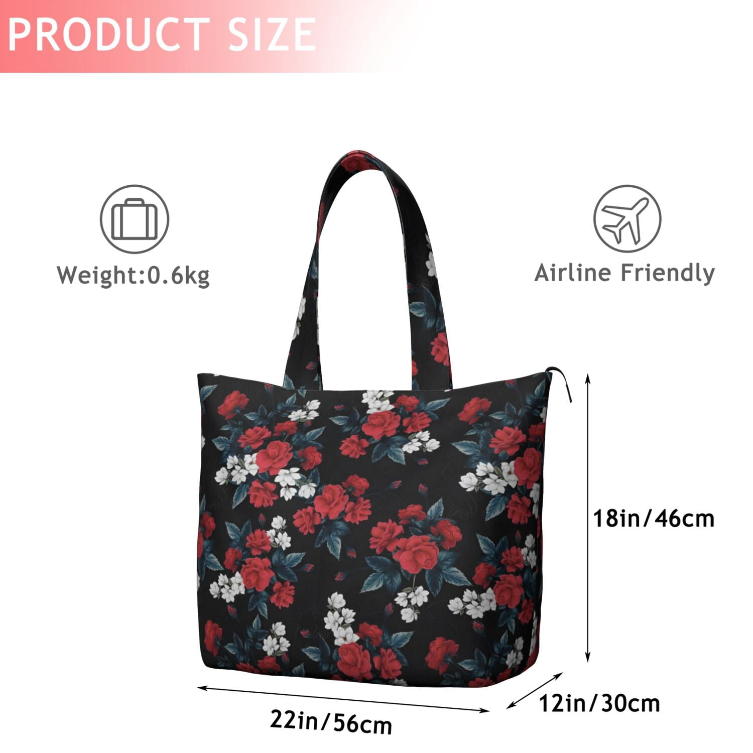 Pioneer Flower Floral Print Pattern Travel Tote Bags for Women Carry On,Large Weekender Bags for Women Travel,Multi Functional Duffle Bag for Work,Shopping,Sports