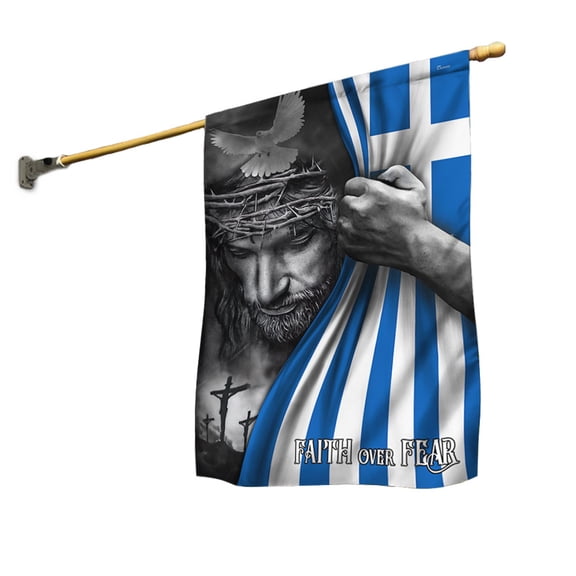 FLAGWIX American House Flag (29.5" x 39.5") - Jesus Flag Jesus Faith Over Fear Greek Flag - Polyester Indoor Outdoor Flags