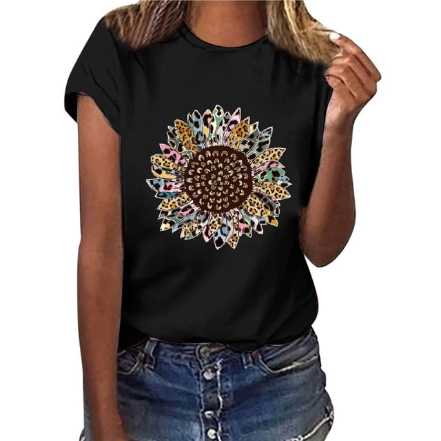 Pntutb Mujeres Casual Carta Impresión Mangas Cortas O-Cuello Camiseta Suelta Blusa tops Pntutb Pntutb-3383