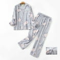 thumbnail image 2 of FEIJIBA Pajamas for Women Set Flannel Brushed Cotton Button Tops Pants S XL Sleepwear Loungewear Cozy Warm Winter Women's Sleepwear Blue, 2 of 9