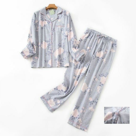 BILIKEYU Women's Flannel Brushed Cotton Cozy Warm Pajamas, Fall Pajamas Women, 2 Piece Sets for Women, Womens Pajamas Set