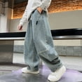 thumbnail image 2 of KAUOD Baggy Jeans Boys Y2k Straight Wide Leg Denim Pants Kids Elastic Waist Trousers Hip Hop Athletic Leggings Streetwear, 2 of 9