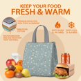 thumbnail image 5 of Pioneer Flower Floral Print Pattern Insulated Lunch Bag for Women & Adults,Large Portable Soft Cooler Lunch Bag,Thermal Food Storage Tote with Pearl Cotton,8.66L,8.75x5.75x9.5 Inch, 5 of 6