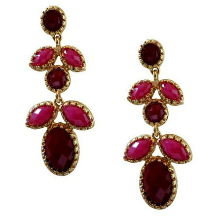 Fashion Costume Jewelry Long Purple Pink Dangle Drop Earrings