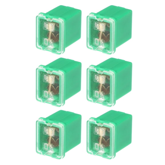 Unique Bargains 6 Pcs Mini Box Shaped Fuse 40 Amps Universal for Pickup Truck Cars SUV Durable Plastic Metal Green