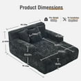 thumbnail image 3 of Homefun 61" Chenille Sofa Bed Oversized Chaise Lounge No Assembly Storage Pocket 3 Pillows Indoor for Living Room Bedroom, 3 of 7