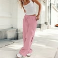 thumbnail image 2 of Jxximdong Cargo Pants for Women, Daily Elastic Waist Pockets Straight Plain Casual Pants Loose Pockets Cargo Long Trousers, Pink Womens Casual Trousers, 2 of 9