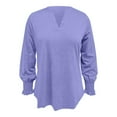 thumbnail image 4 of Baqcunre Long Sleeve Shirts For Women Fashion Casual Women'S Warm V Neck Ruffle Sleeve Loose Long Sleeve Top Soft Solid Color Women'S Tops Hoodies For Women Womens Blouses Purple L, 4 of 7