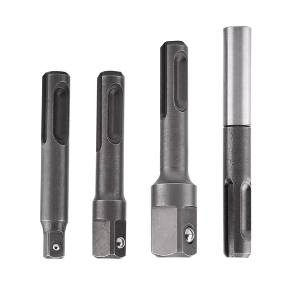 SDS Plus Shank to 1/4" Hex Socket Adapter, 1/4"3/8"1/2" Square Drill Bit Extension Connector with Hard Steel, Ball Detent Design, Universal Fit for Electric Drills, Small Size