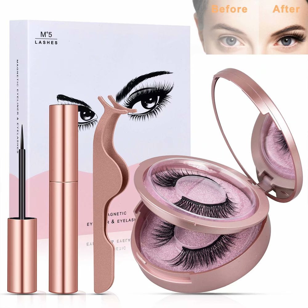 Eyeliner and Eyelash Kit, 2 Pairs Eyelash w/ Eyeliner