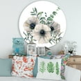 thumbnail image 2 of Designart 'Eucalyptus Leaves With White Anemone Bouquet' Traditional Circle Metal Wall Art 36x36 - Disc of 36, 2 of 5