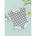 thumbnail image 3 of Coduop Infant Baby Boy Girl Sweatshirt Romper Oversized Short Sleeve Plaid Jumpsuit, 3 of 7