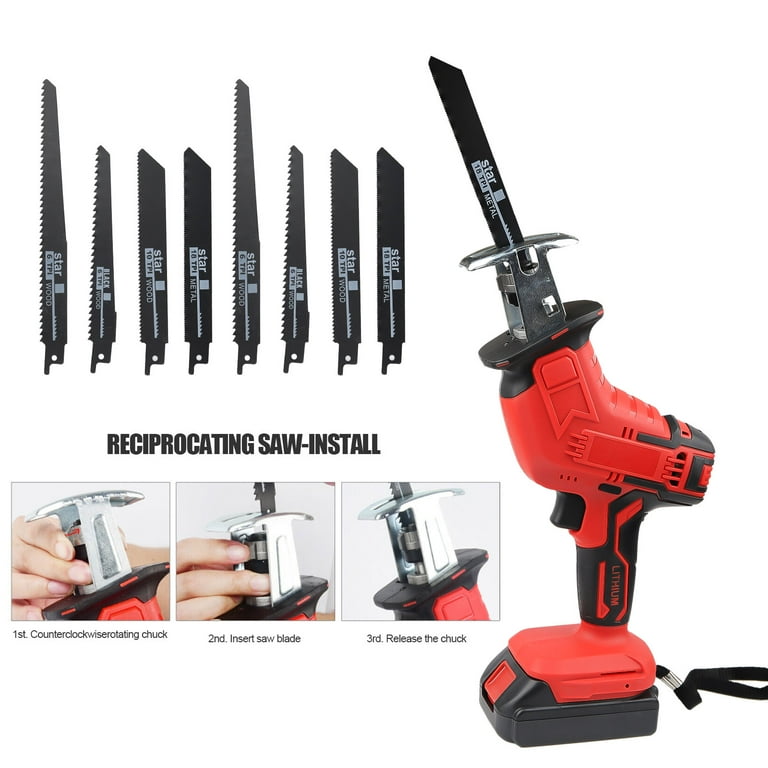 Free Shipping Audessy 24V Cordless Reciprocating Saw Variable Speed with 2 Rechargeable Battery 8 Saw Blade Wood Blade and LED Light Electric Hand Saw Walmart