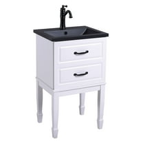 Black Resin Bathroom Vanity Sink Combo 32.6" in. Tall Freestanding Sink, Cabinet, Black Brass Faucet, and Black Sink Drain