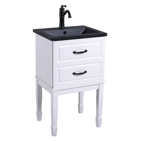 Black Resin Bathroom Vanity Sink Combo 32.6" in. Tall Freestanding Sink, Cabinet, Black Brass Faucet, and Black Sink Drain