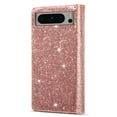 thumbnail image 3 of Decase for Google Pixel 8 Sparkle Bling Glitter Wallet Case, Magnetic Flip Cover with Zipper, Wrist Strap, Card Slot, Kickstand - Shockproof Protection for Girls & Ladies,Rosegold, 3 of 7