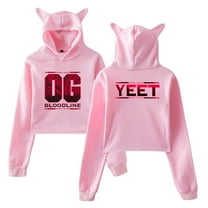 Jey Uso Yeet Bloodline Hoodie Cat Ears Hooded Sweatshirt Long Sleeve Crop Top Women's Clothes