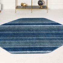 Unique Loom Gemstone Collection Area Rug - Topaz (4' 1" Octagon Blue/Navy Blue)
