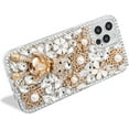 thumbnail image 4 of Women Bling Case Compatiable with iPhone 15 6.1", Sparkly Crystal Diamond Rhinestone Cute 3D Bear Handmade Pearl Flower Clear Cover with Soft Bumper Heavy Duty Protective Shell, 4 of 8