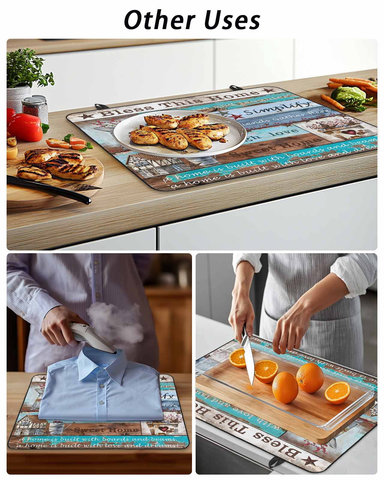 Stove Top Covers for Electric Stove, Rustic Star Farm Glass Stovetop Cover Protector, American Country Berry Wood Grain Induction Cooktop Protector Oven Mat for Kitchen Countertop 24"x21"