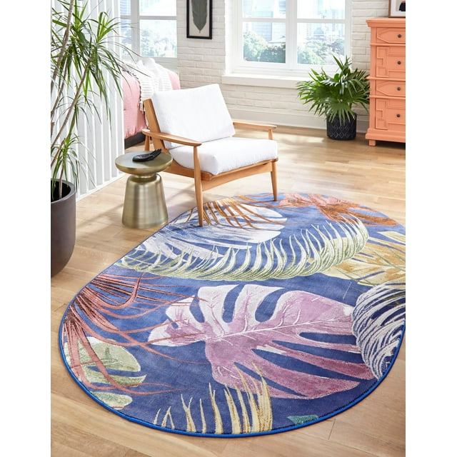 Rugs.com Blossom Collection Rug – 8' x 10' Oval Multi Medium Rug Perfect For Living Rooms, Large Dining Rooms, Open Floorplans