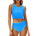 thumbnail image 3 of QIUOMBBP 2 Piece Tankini Swimsuits for Women Full Coverage Cropped Tank Top with High Waist Bottom Beach Vacation Modest Bathing Suit Sky Blue M, 3 of 10