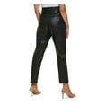 thumbnail image 2 of DKNY Womens Black Faux Leather Pocketed Zippered Hook And Bar Closure Tie Waist High Waist Pants 2, 2 of 3