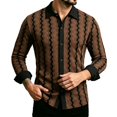 thumbnail image 4 of MiYuan Men's Textured Striped Shirts Casual Button down Long Sleeve Shirt Collared, Vintage for Daily Wear, 4 of 7