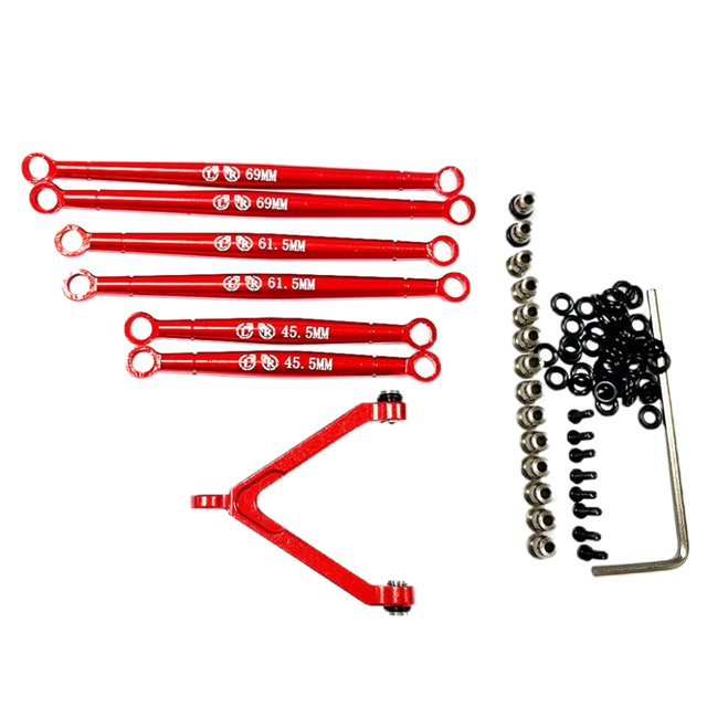 Enlace de varilla de aluminio Actualización De Enlace De Enlace De Varilla De Metal De 7 Piezas Para Axial SCX24 1/24 DIY Rojo Modificado rojo Magideal Enlace de varilla de aluminio