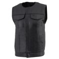 thumbnail image 5 of Milwaukee Leather LKM3711 Men's Black Leather Collarless Club Style Motorcycle Rider Vest w/ Dual Front Closure Small, 5 of 6