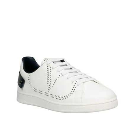 

Valentino Garavani Men s Rockstud Backnet Leather Sneakers White Navy