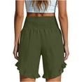 thumbnail image 7 of QTBIUQ Women Shorts with Pocket Ruffled High Waist Elastic Waist Solid Color Casual Summer Shorts, 7 of 7