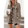 thumbnail image 2 of Womens Waffle Knit Plaid Shacket Boyfriend Button Down Shirt Jacket Loose Long Sleeve Tops, 2 of 6