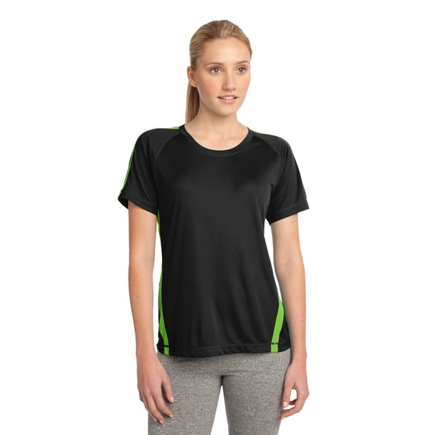 Sport-Tek Ladies Colorblock PosiCharge Competitor Tee 3XL Black/Lime Shock deporte-tek LST351