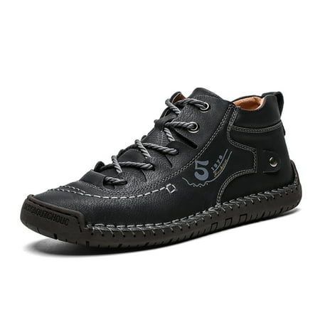 

Men Casual Shoes Walking Shoes Breathable Comfort Loafers Leather Sneakers for Male Business Work Office Dress 40 Black Standard