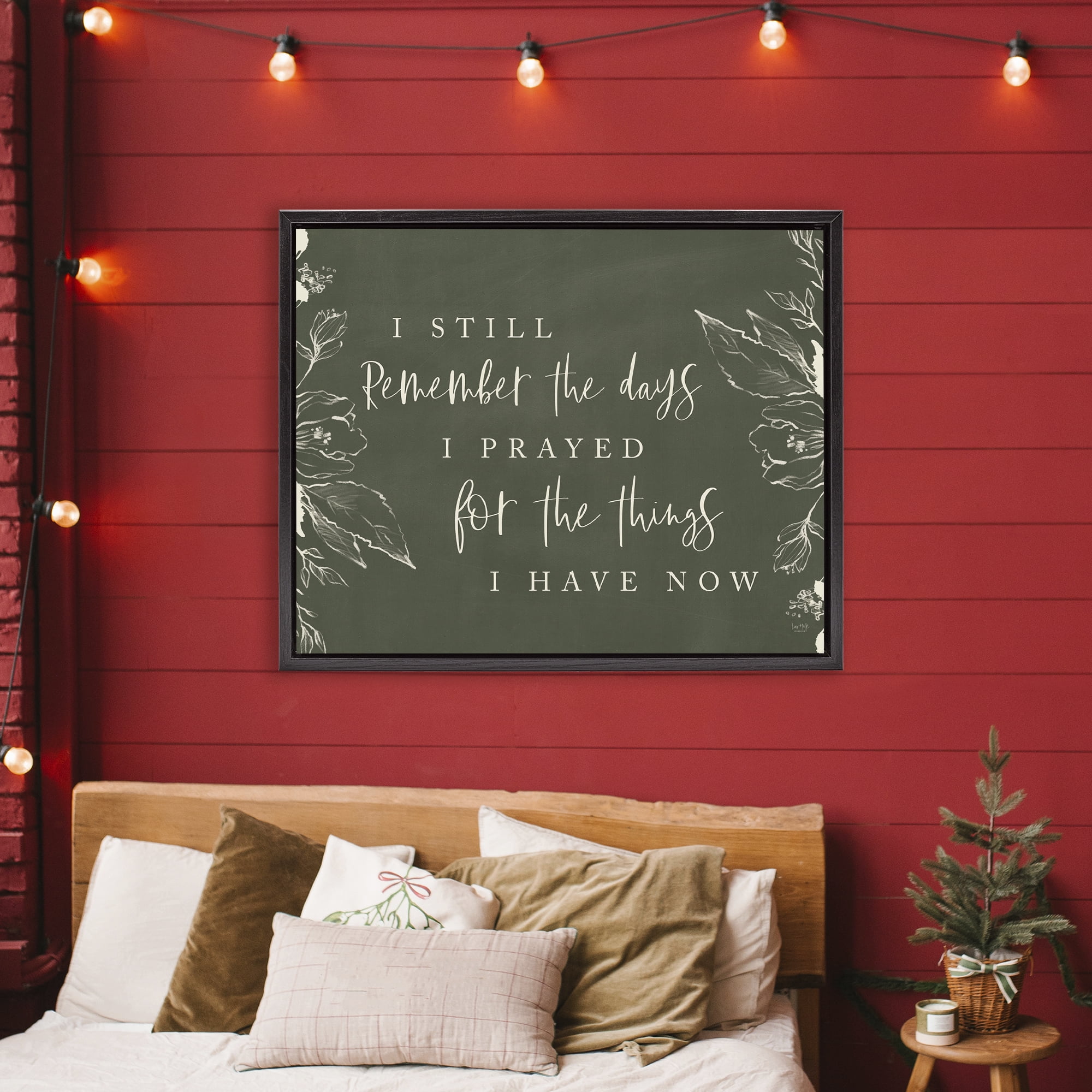 Prayed For What I Have Now Black Framed Floater Canvas Wall Art, design by Lux + Me Designs