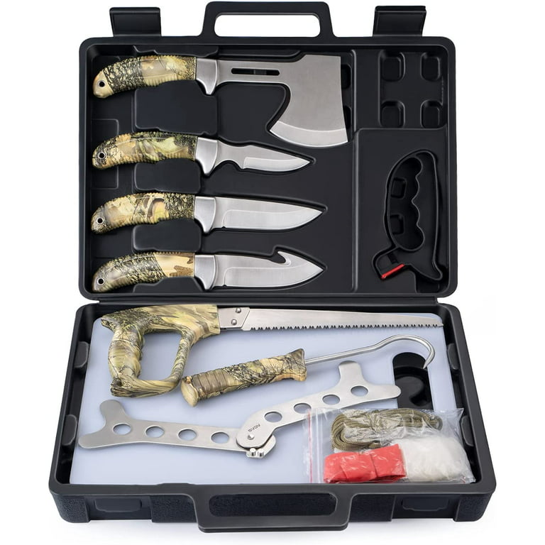 Hunting Knife Set, GVDV Field Dressing Gear Accessories Set for Hunting,  Fishing, Camping, 14 Pieces 