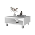 thumbnail image 3 of Modern White Particle Board Coffee Table | 23.6" Square with Open Storage | Scratch-Resistant, Easy-Clean Surface | Freestanding Living Room Accent Furniture, 3 of 6