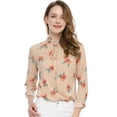 thumbnail image 2 of Allegra K Blusa Floral De Manga Larga Con Lunares Y Escote Con Volantes Para Mujer Albaricoque L, 2 of 6