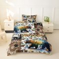 thumbnail image 2 of Castle Fairy Watercolor Bear Twin Duvet Cover,Vintage Leopard Print Twin Bedding,Sepia Orange Cream,Black Reversible,2pcs,No Comforter,1 Duvet Cover and 1 Pillowcase, 2 of 5